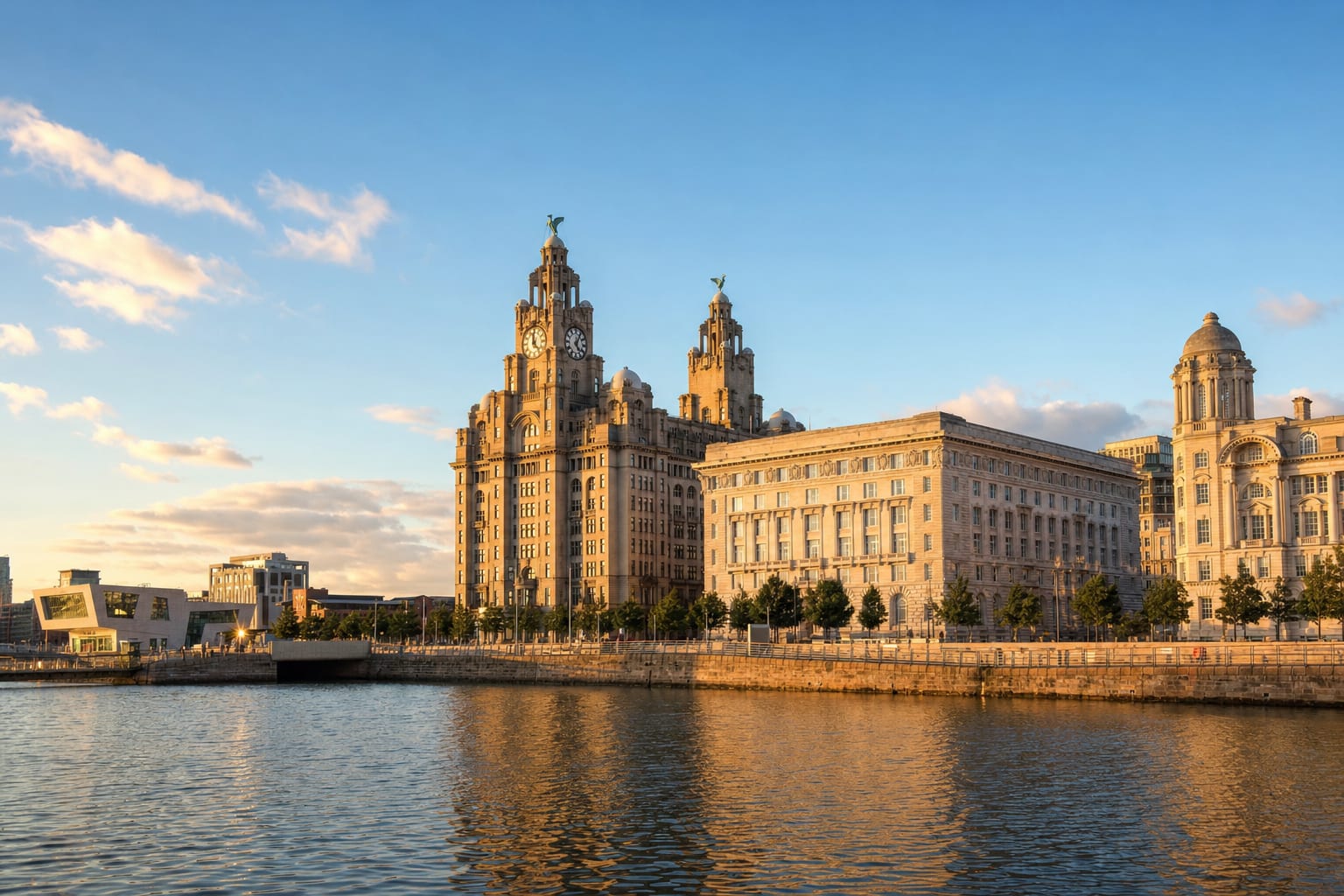 Liverpool waterfront — the Three Graces at the Pier Head